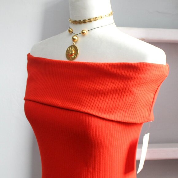 A New Day Target Women's Off-Shoulder Ribbed Red Top Size Small NWT - Picture 2 of 6